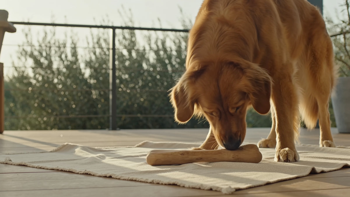 Il cane scopre il masticativo a forma di osso